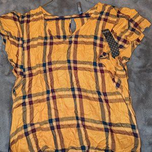 Ladies Massini Yellow/Orange Sleeveless Plaid Top Size Medium